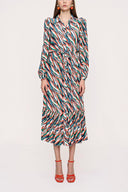 Mixed Colors Pleated shirt dress 94041