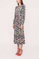 Mixed Colors Pleated shirt dress 94041