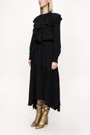 Black Pleated long dress 94042