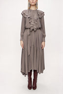 Gray Pleated long dress 94042