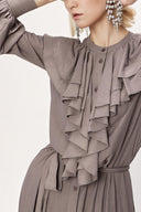 Gray Pleated long dress 94042