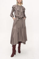 Gray Pleated long dress 94042