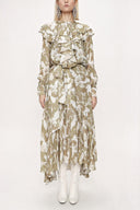 Beige Pleated long dress 94042