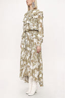 Beige Pleated long dress 94042