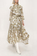 Beige Pleated long dress 94042