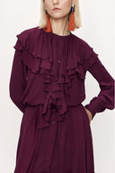 Burgundy Pleated long dress 94042