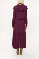 Burgundy Pleated long dress 94042