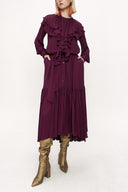 Burgundy Pleated long dress 94042