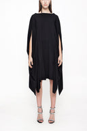 Black Asymmetric cut loose dress 94051
