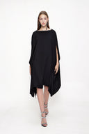 Black Asymmetric cut loose dress 94051