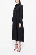 Black Pleated wide cut shirt dress 94052