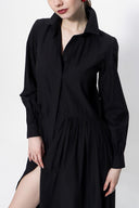 Black Pleated wide cut shirt dress 94052