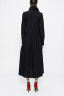 Black Pleated wide cut shirt dress 94052