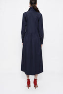 Navy Blue Pleated wide cut shirt dress 94052