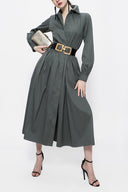 Anthracite Pleated wide cut shirt dress 94052