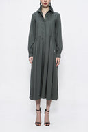 Anthracite Pleated wide cut shirt dress 94052