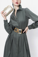 Anthracite Pleated wide cut shirt dress 94052