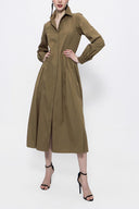 Olive Pleated wide cut shirt dress 94052