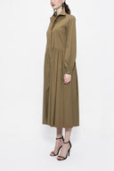 Olive Pleated wide cut shirt dress 94052