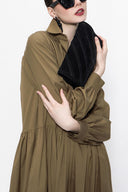 Olive Pleated wide cut shirt dress 94052