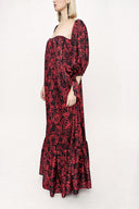 Patterned Strapless patterned balloon sleeve dress 94053