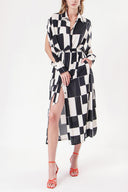 Black White Loose fit shirt dress 94058