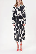 Black White Loose fit shirt dress 94058