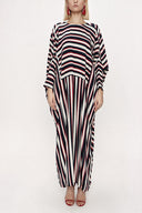 Navy Blue White Striped Wide cut dress 94059