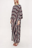 Navy Blue White Striped Wide cut dress 94059