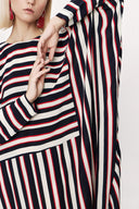 Navy Blue White Striped Wide cut dress 94059