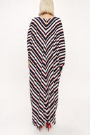 Navy Blue White Striped Wide cut dress 94059