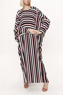 Navy Blue White Striped Wide cut dress 94059