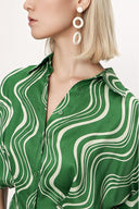 Green Bat sleeve shirt dress 94060