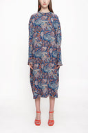 Navy Blue Wide cut long dress 94063