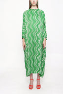 Green Wide cut long dress 94063
