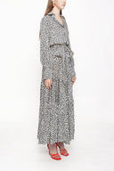 Spotted Pleated long shirt dress 94093