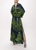 Green Pocket detailed loose-fitting belted dress 94097