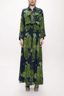 Green Pocket detailed loose-fitting belted dress 94097