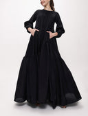 Black Pleated loose-fitting maxi dress 94105