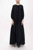 Black Pleated loose-fitting maxi dress 94105