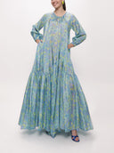 Blue Pleated loose-fitting maxi dress 94105