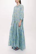 Blue Pleated loose-fitting maxi dress 94105