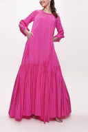 Fuchsia Pleated loose-fitting maxi dress 94105
