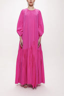 Fuchsia Pleated loose-fitting maxi dress 94105