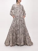 Beige Pleated loose-fitting maxi dress 94105