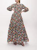 Patterned Pleated loose-fitting maxi dress 94105