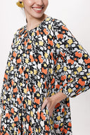 Patterned Pleated loose-fitting maxi dress 94105