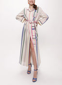 Striped Shirt dress with contrast piping and belt 94108