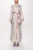 Striped Shirt dress with contrast piping and belt 94108