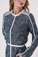 Blue Long dress with contrast piping detail 94110